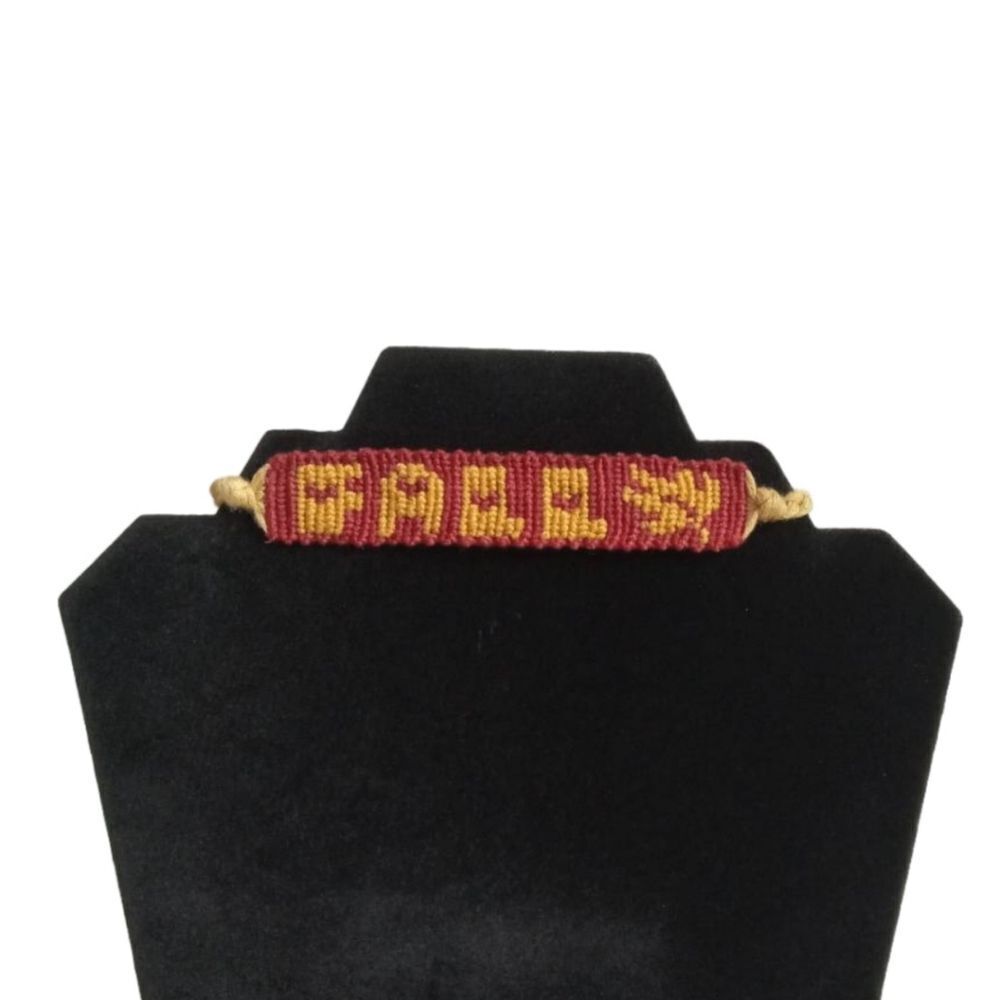 Handmade Red and Yellow Adjustable Sliding Knot Woven Flat Alpha Fall Bracelet